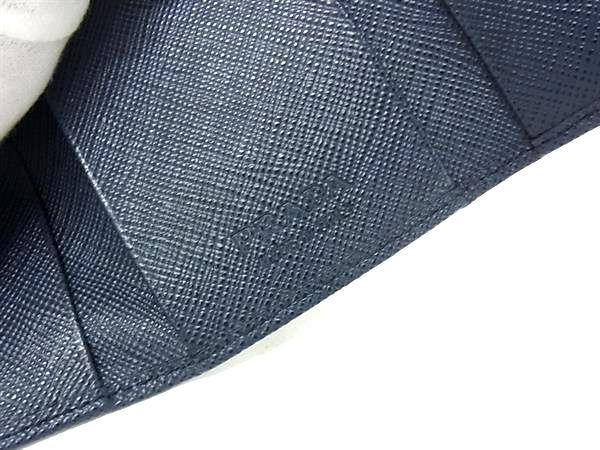 新古未使用展示品 PRADA プラダ キーケース - - ネイビー サフィアーノレザー ユニセックス 6連