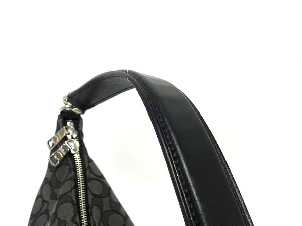 美品 COACH コーチ ショルダーバッグ シグネチャー F58327 グレー ブラック キャンバス レザー レディース 2WAY
