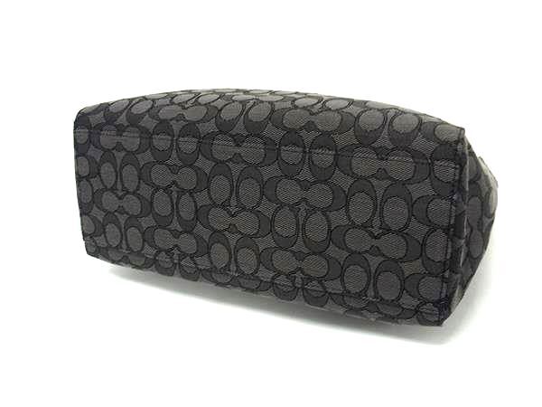 美品 COACH コーチ ショルダーバッグ シグネチャー F58327 グレー ブラック キャンバス レザー レディース 2WAY