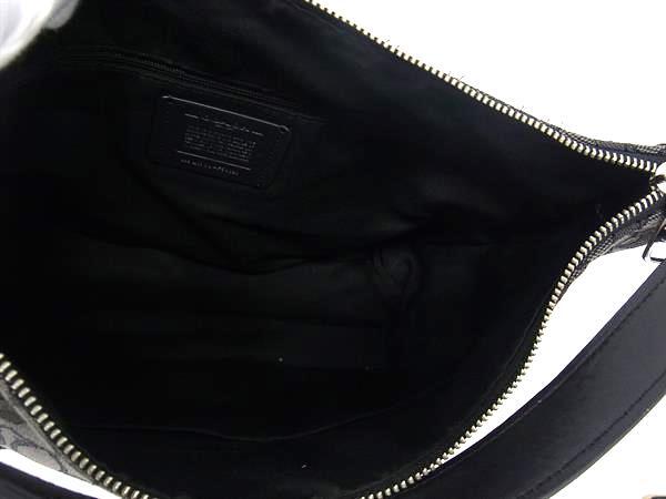美品 COACH コーチ ショルダーバッグ シグネチャー F58327 グレー ブラック キャンバス レザー レディース 2WAY