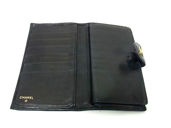CHANEL シャネル 長財布 ビコローレ がま口 長財布 A47152 ブラック ゴールド金具 レザー レディース ココマーク マトラッセ