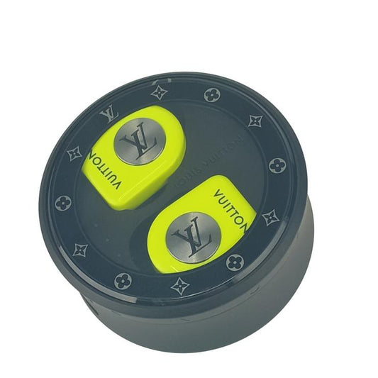 LOUIS VUITTON Horizon Wireless Earphones QAB140 Yellow Acetate and Stainless Steel Unisex Excellent Condition 