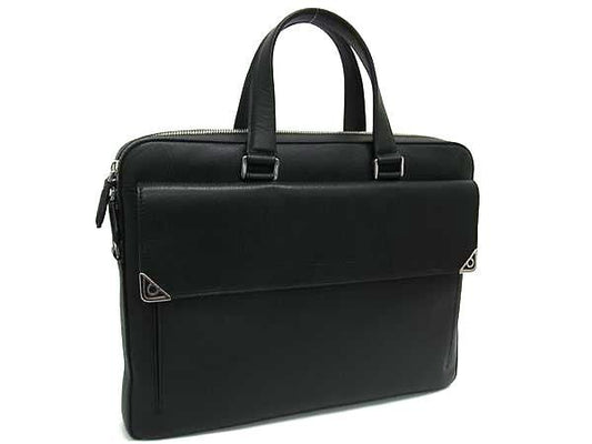 超美品 Salvatore Ferragamo サルヴァトーレ フェラガモ ビジネスバッグ ブリーフケース 24 0378 ブラック シルバー金具 レザー メンズ