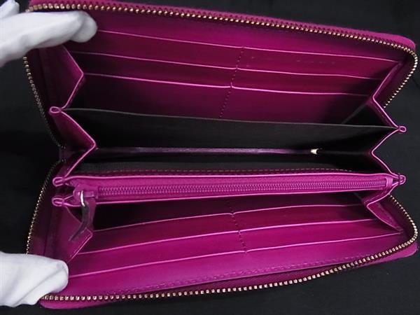 美品 GUCCI グッチ 長財布 シャイニー マイクログッチシマ ジップアラウンドウォレット 307997 ピンクパープル系 ゴールド金具 パテントレザー レディース