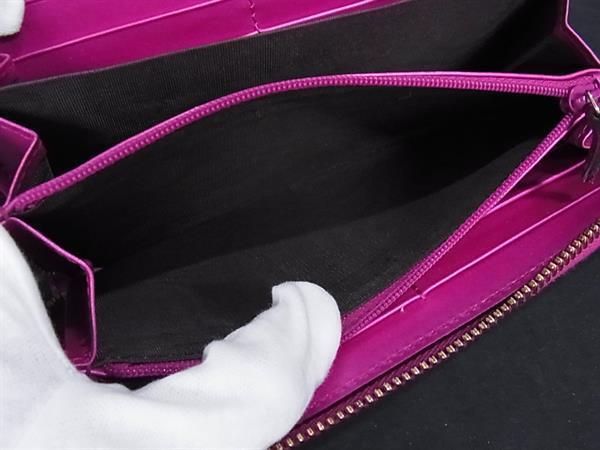 美品 GUCCI グッチ 長財布 シャイニー マイクログッチシマ ジップアラウンドウォレット 307997 ピンクパープル系 ゴールド金具 パテントレザー レディース