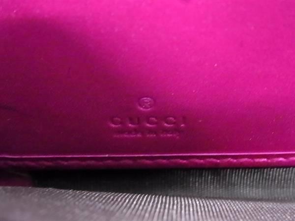 美品 GUCCI グッチ 長財布 シャイニー マイクログッチシマ ジップアラウンドウォレット 307997 ピンクパープル系 ゴールド金具 パテントレザー レディース