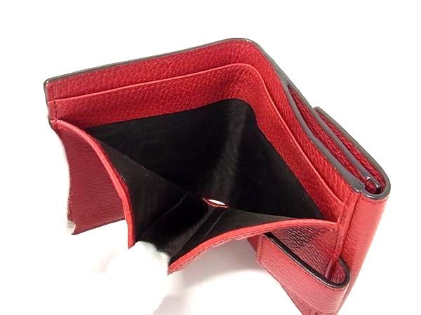 超美品 GUCCI グッチ 折り財布 インターロッキングG Ｗホック 二つ折り財布 449405 レッド ゴールド金具 レザー レディース