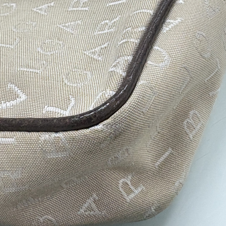 美品 BVLGARI ブルガリ ショルダーバッグ ロゴマニア クロスボディバッグ 22653 ベージュ ブラウン シルバー金具 キャンバス レザー レディース ポシェット