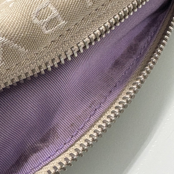 美品 BVLGARI ブルガリ ショルダーバッグ ロゴマニア クロスボディバッグ 22653 ベージュ ブラウン シルバー金具 キャンバス レザー レディース ポシェット