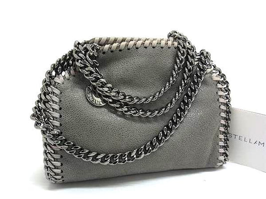 美品 STELLA McCARTNEY ステラ マッカートニー ショルダーバッグ ファラベラ ミニ ショルダー バッグ 700227 W9132 グレー シルバー金具 エコレザー レディース 2WAY