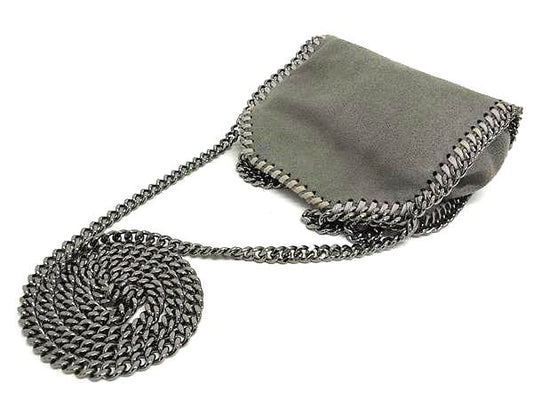 美品 STELLA McCARTNEY ステラ マッカートニー ショルダーバッグ ファラベラ ミニ ショルダー バッグ 700227 W9132 グレー シルバー金具 エコレザー レディース 2WAY