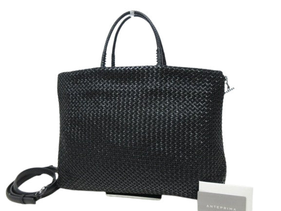 超美品 ANTEPRIMA アンテプリマ ハンドバッグ イントレッチオ ブラック PVCワイヤー レディース