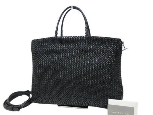 超美品 ANTEPRIMA アンテプリマ ハンドバッグ イントレッチオ ブラック PVCワイヤー レディース