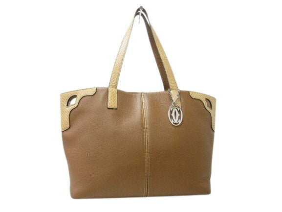 Cartier カルティエ トートバッグ マルチェロ - ブラウン パイソン×レザー レディース