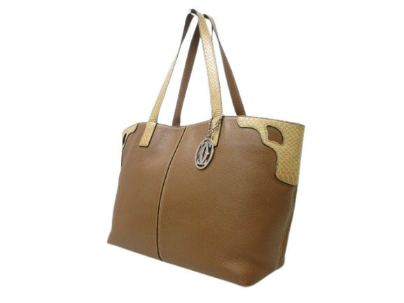 Cartier カルティエ トートバッグ マルチェロ - ブラウン パイソン×レザー レディース