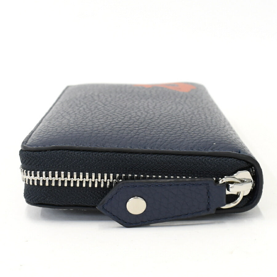 新品未使用展示品 Vivienne Westwood ヴィヴィアン ウエストウッド 長財布 MELIH メリー ラウンドジップウォレット 51050022 ネイビー オレンジ シルバー金具 レザー ユニセックス