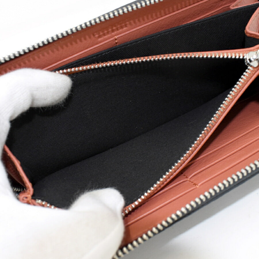 新品未使用展示品 Vivienne Westwood ヴィヴィアン ウエストウッド 長財布 MELIH メリー ラウンドジップウォレット 51050022 ネイビー オレンジ シルバー金具 レザー ユニセックス