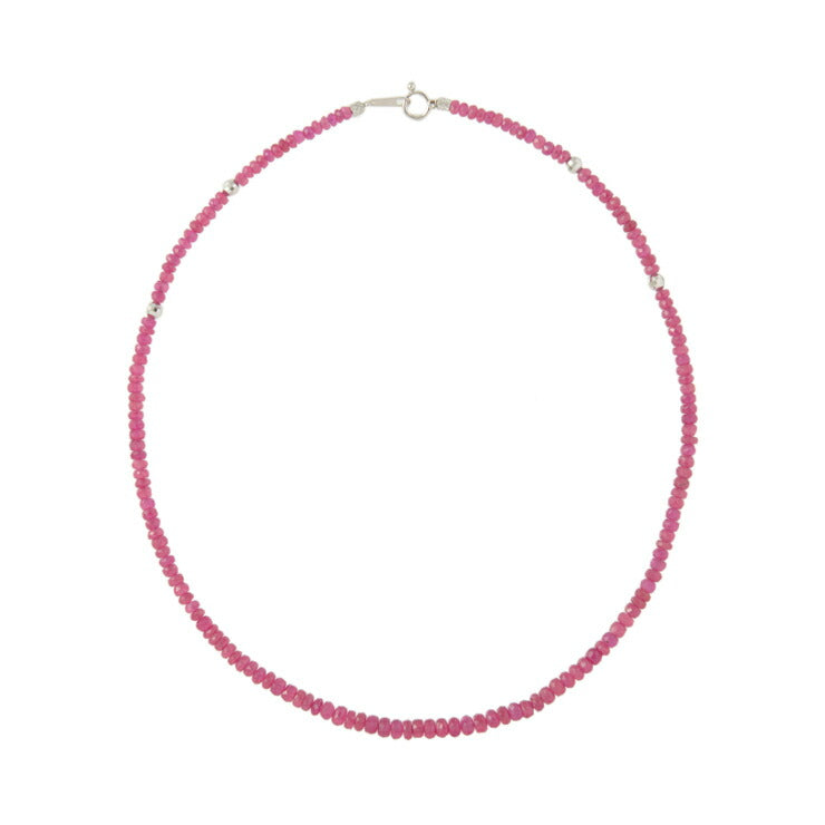 新品未使用展示品 no brand ノーブランド 磁気ネックレス 貴金属 ネックレス - K18ホワイトゴールド ルビー 55ct WG ビーズカット 磁気4玉 750