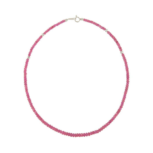 新品未使用展示品 no brand ノーブランド 磁気ネックレス 貴金属 ネックレス - K18ホワイトゴールド ルビー 55ct WG ビーズカット 磁気4玉 750