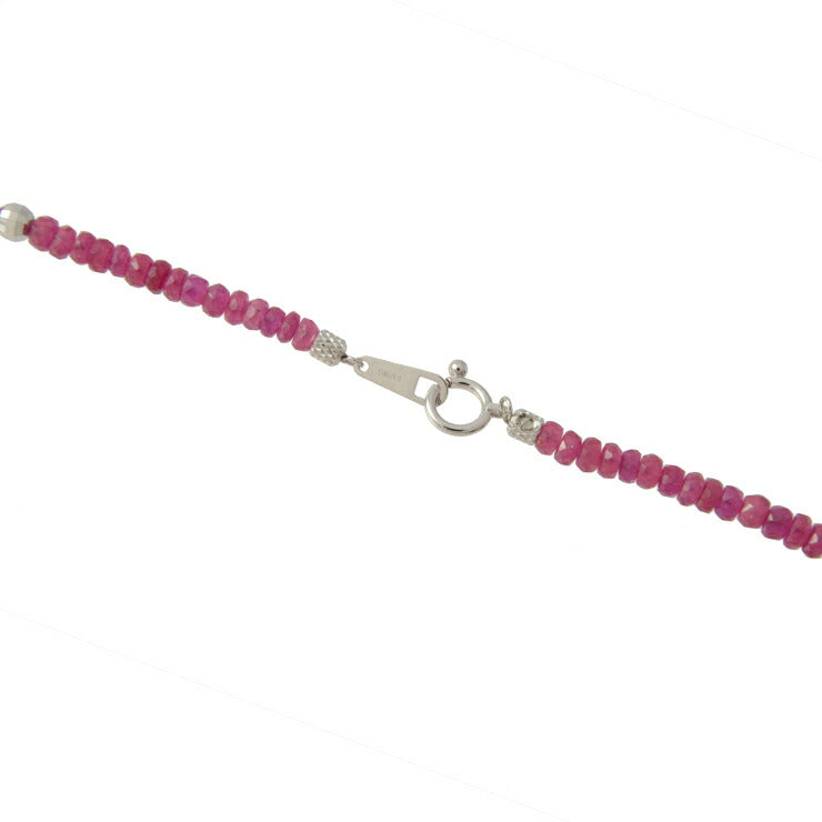 新品未使用展示品 no brand ノーブランド 磁気ネックレス 貴金属 ネックレス - K18ホワイトゴールド ルビー 55ct WG ビーズカット 磁気4玉 750