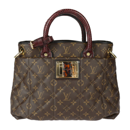 超美品 LOUIS VUITTON ルイ ヴィトン エトワール エキゾチックトート MM モノグラム ハンドバッグ N90311 PVC パイソン オーストリッチ ブラウン ボルドー ゴールド金具 2WAY ショルダーバッグ ビトン