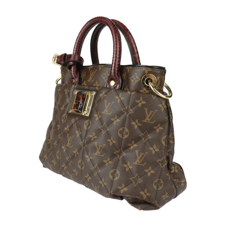 超美品 LOUIS VUITTON ルイ ヴィトン エトワール エキゾチックトート MM モノグラム ハンドバッグ N90311 PVC パイソン オーストリッチ ブラウン ボルドー ゴールド金具 2WAY ショルダーバッグ ビトン