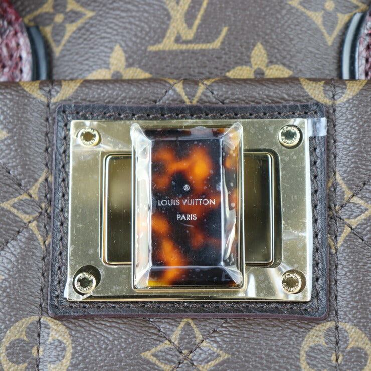 超美品 LOUIS VUITTON ルイ ヴィトン エトワール エキゾチックトート MM モノグラム ハンドバッグ N90311 PVC パイソン オーストリッチ ブラウン ボルドー ゴールド金具 2WAY ショルダーバッグ ビトン