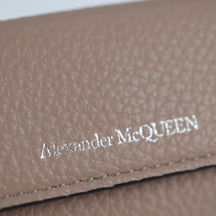 新古未使用展示品 Alexander McQueen アレキサンダーマックイーン ミニ ウォレット 三つ折り財布 573524 レザー ピンクベージュ系 コンパクトウォレット