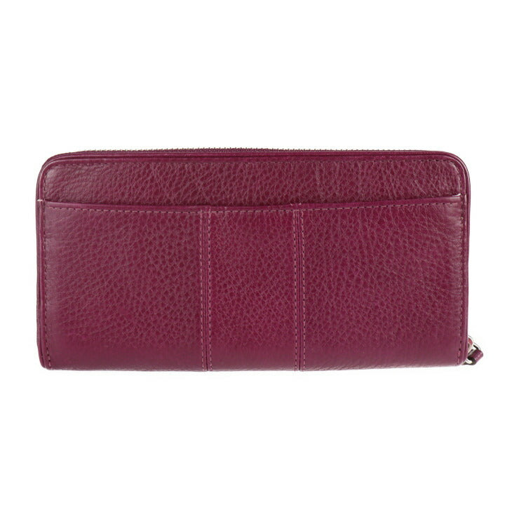 超美品 COACH コーチ オプアート 長財布 F43806 レザー パープル系 ゴールド金具 ラウンドファスナー