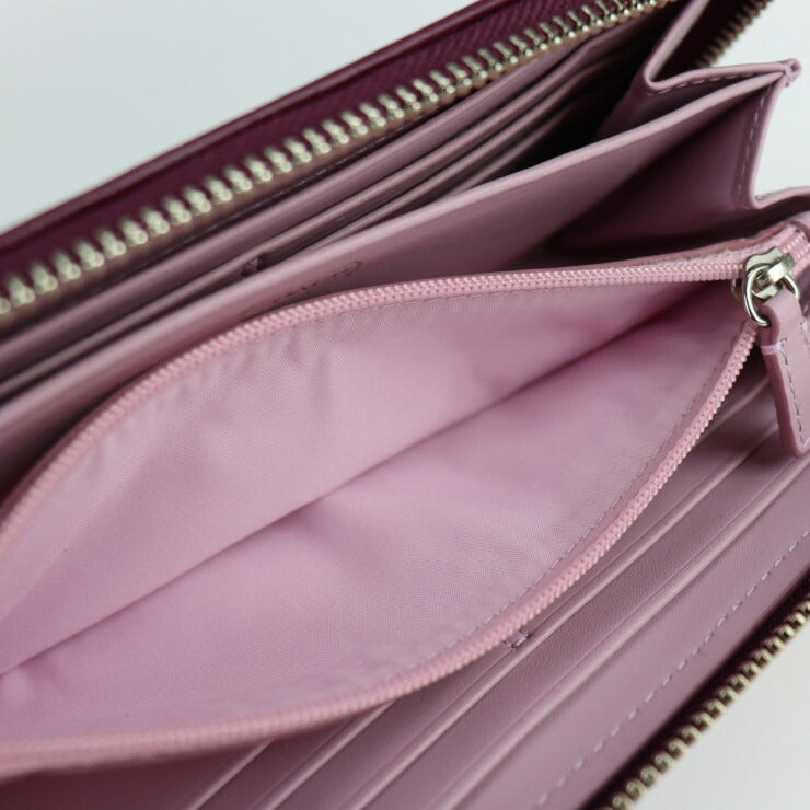 超美品 COACH コーチ オプアート 長財布 F43806 レザー パープル系 ゴールド金具 ラウンドファスナー