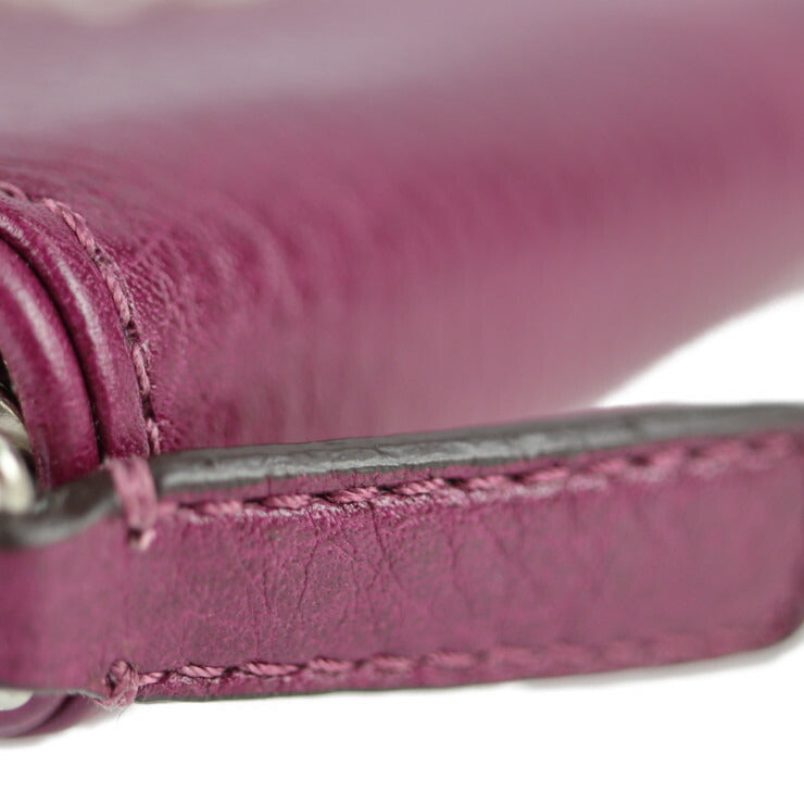 超美品 COACH コーチ オプアート 長財布 F43806 レザー パープル系 ゴールド金具 ラウンドファスナー