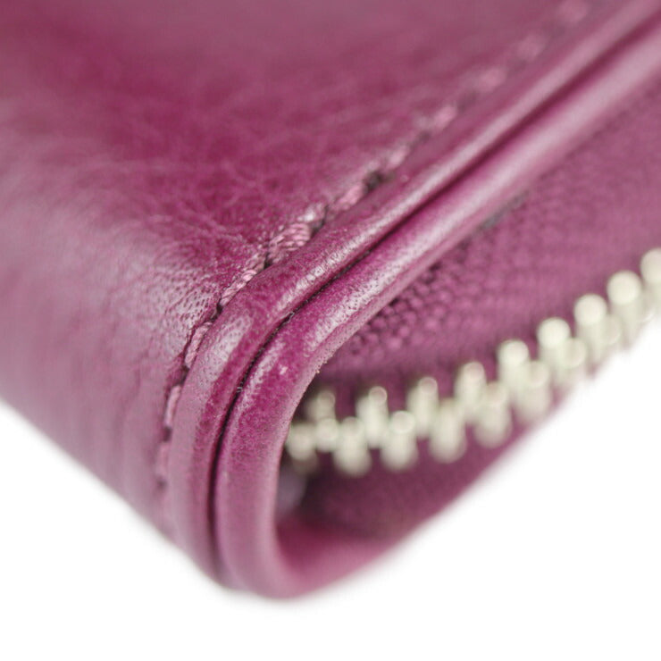 超美品 COACH コーチ オプアート 長財布 F43806 レザー パープル系 ゴールド金具 ラウンドファスナー