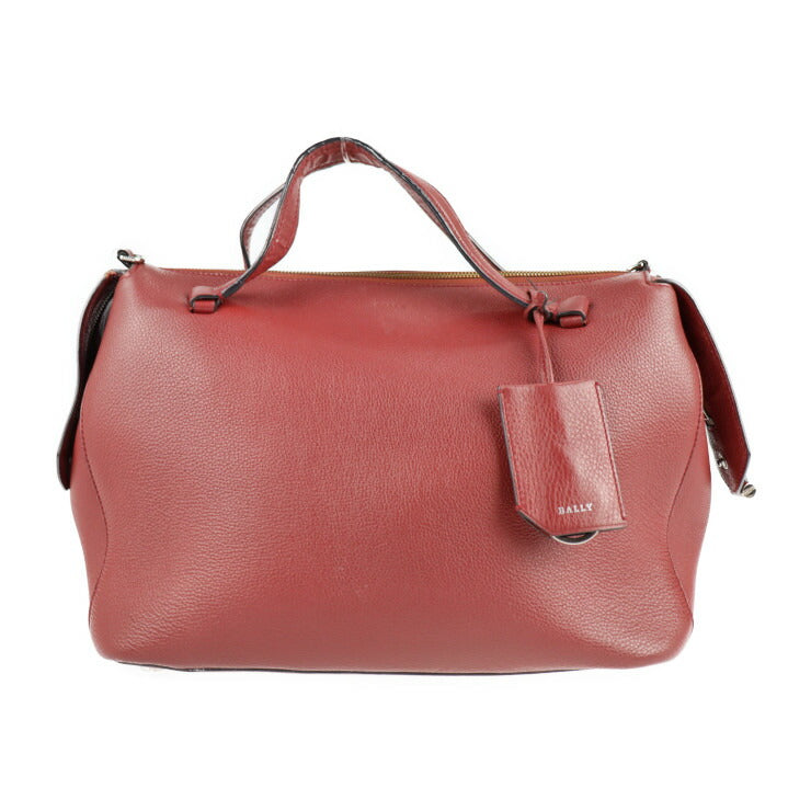 BALLY バリー バッグ ハンドバッグ レザー レッド系 シルバー金具 ２WAY ショルダーバッグ ミニボストンバッグ