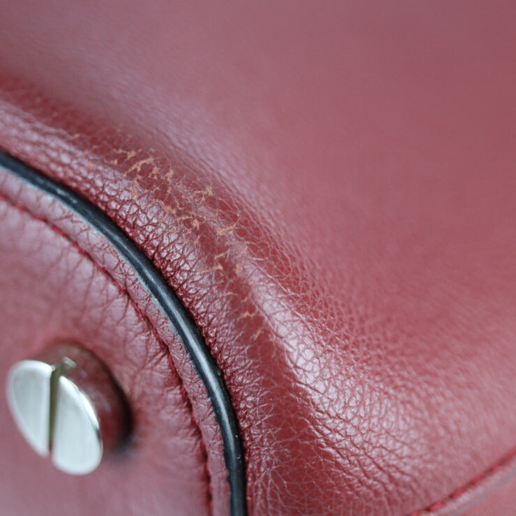 BALLY バリー バッグ ハンドバッグ レザー レッド系 シルバー金具 ２WAY ショルダーバッグ ミニボストンバッグ