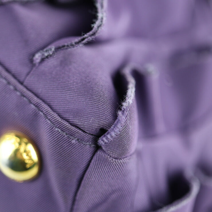 PRADA プラダ ハンドバッグ BN1728 ナイロン レザー ヴァイオレット ゴールド金具 トートバッグ フリル