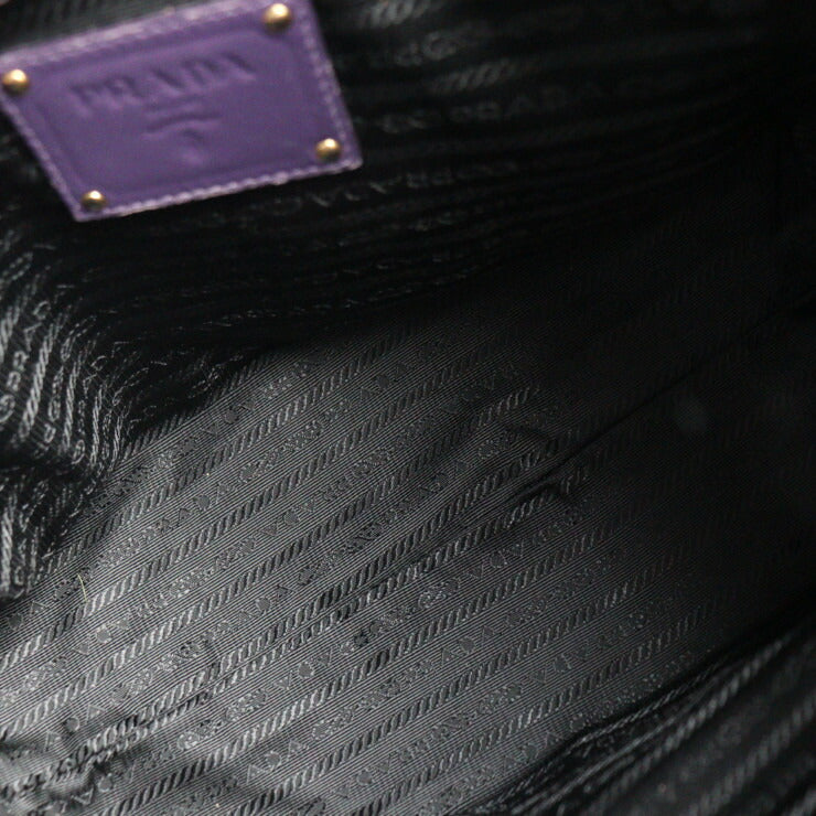 PRADA プラダ ハンドバッグ BN1728 ナイロン レザー ヴァイオレット ゴールド金具 トートバッグ フリル