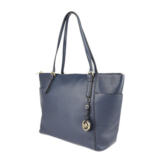 超美品 Michael Kors マイケルコース JET SET ITEM トートバッグ 35H7GTTT9L レザー ネイビー系 ゴールド金具 ショルダーバッグ