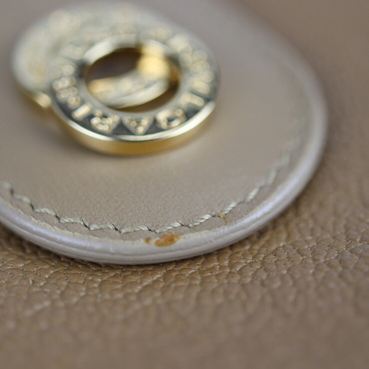 超美品 BVLGARI ブルガリ DOPPIOTONDO ドッピオトンド 長財布 26856 レザー ライトブラウン系 ゴールド金具 Wホック 二つ折り財布