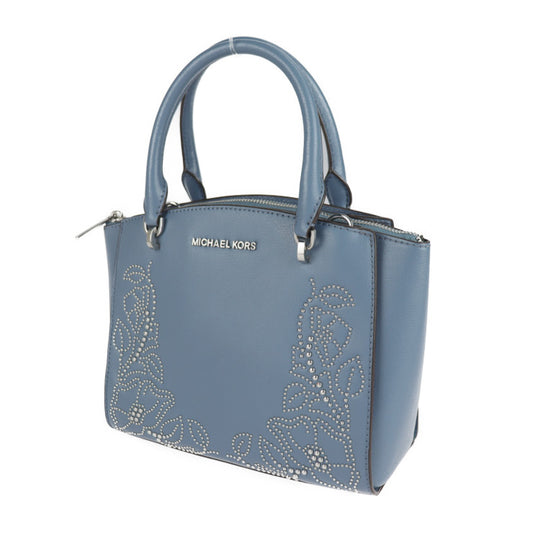 新古未使用展示品 Michael Kors マイケルコース ハンドバッグ 35F8SE0S5L レザー スカイブルー シルバー金具 フラワーモチーフ 花柄 スタッズ 2WAY ショルダーバッグ