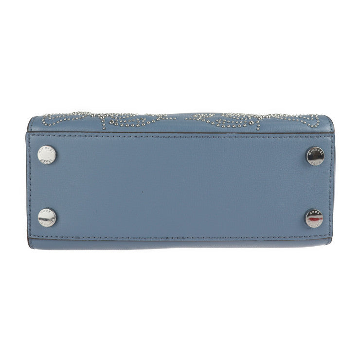 新古未使用展示品 Michael Kors マイケルコース ハンドバッグ 35F8SE0S5L レザー スカイブルー シルバー金具 フラワーモチーフ 花柄 スタッズ 2WAY ショルダーバッグ