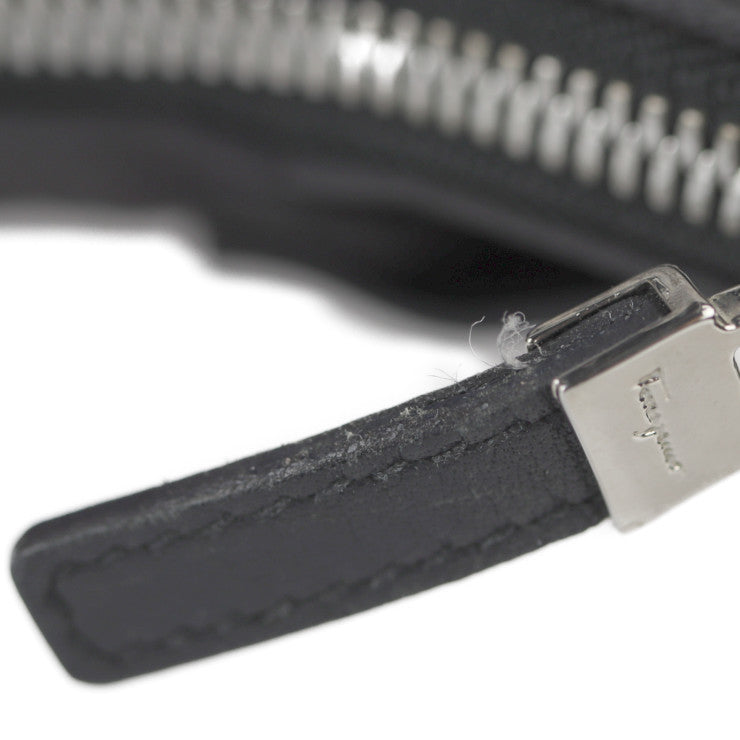 美品 Salvatore Ferragamo サルヴァトーレ フェラガモ ガンチーニ ショルダーバッグ 21 4436 ナイロンキャンバス レザー ブラック シルバー金具 セミショルダー ワンショルダーバッグ