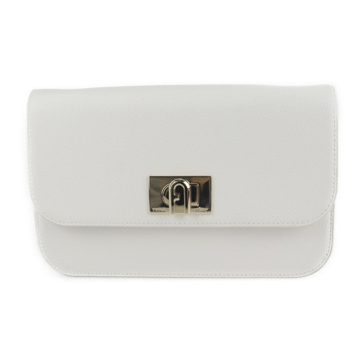 超美品 Furla フルラ 2WAY クラッチバッグ ショルダーバッグ EAW4A レザー ホワイト ゴールド金具 1927 ポシェット ターンロック