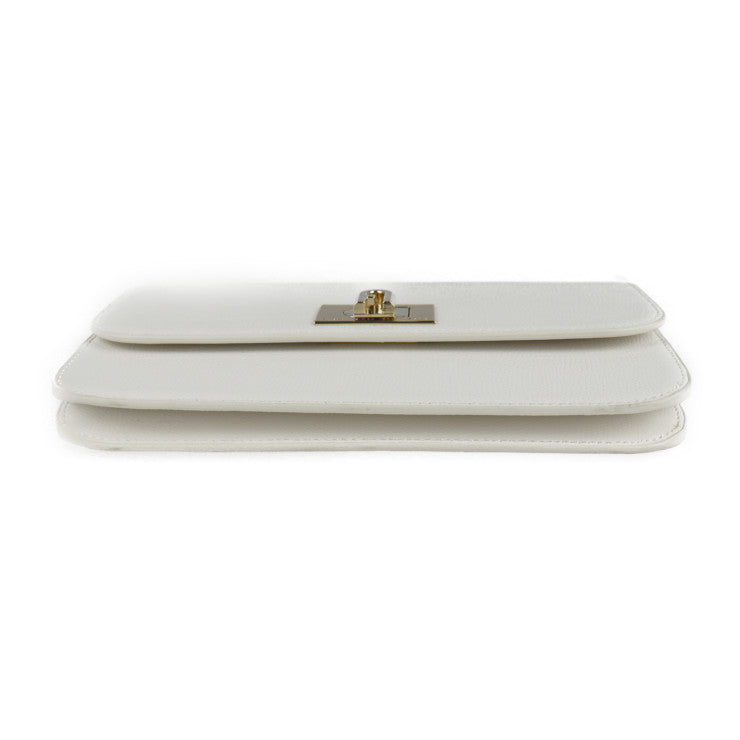 超美品 Furla フルラ 2WAY クラッチバッグ ショルダーバッグ EAW4A レザー ホワイト ゴールド金具 1927 ポシェット ターンロック