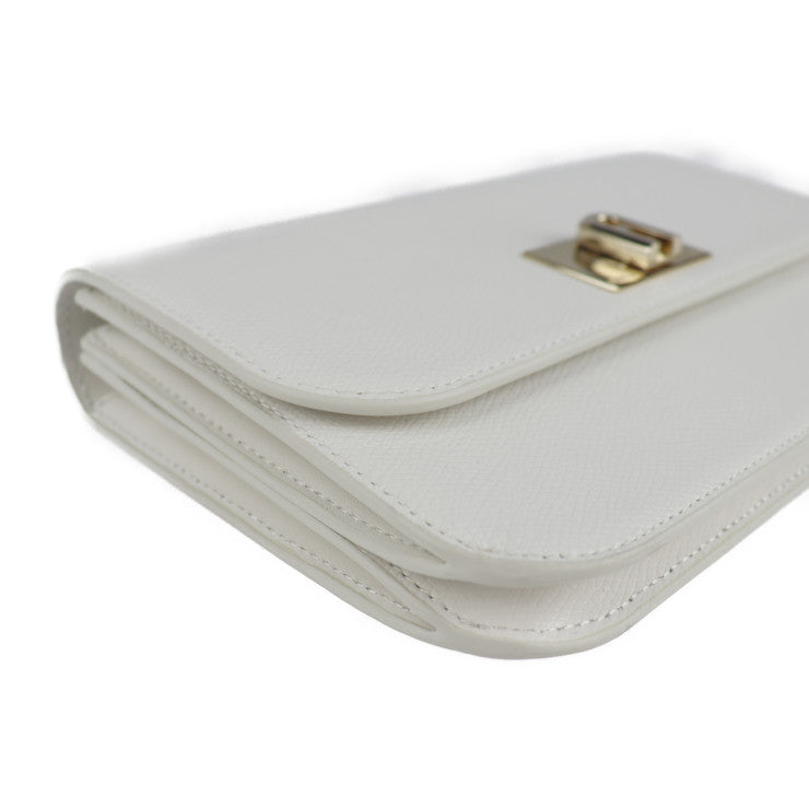 超美品 Furla フルラ 2WAY クラッチバッグ ショルダーバッグ EAW4A レザー ホワイト ゴールド金具 1927 ポシェット ターンロック