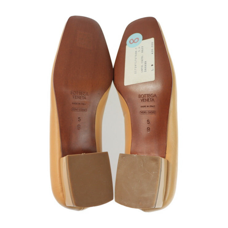 超美品 BOTTEGAVENETA ボッテガヴェネタ イントレチャート パンプス ＃5B レザー ブラウン系 スクエアトゥ 参考サイズ22cm