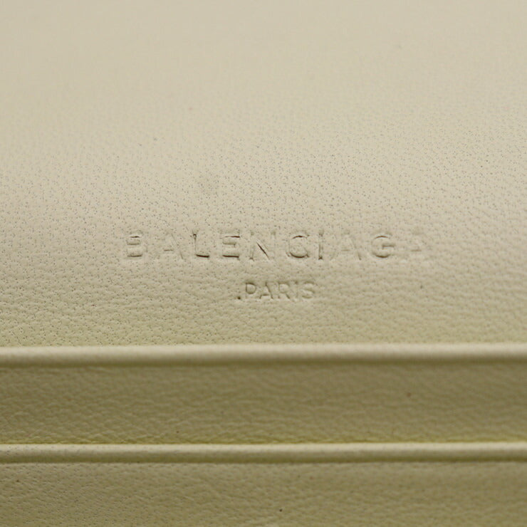 美品 BALENCIAGA バレンシアガ クラシック コンチネンタル ウォレット 長財布 354958 レザー ライトイエロー系 シルバー金具 二つ折り財布 フラップ リボン