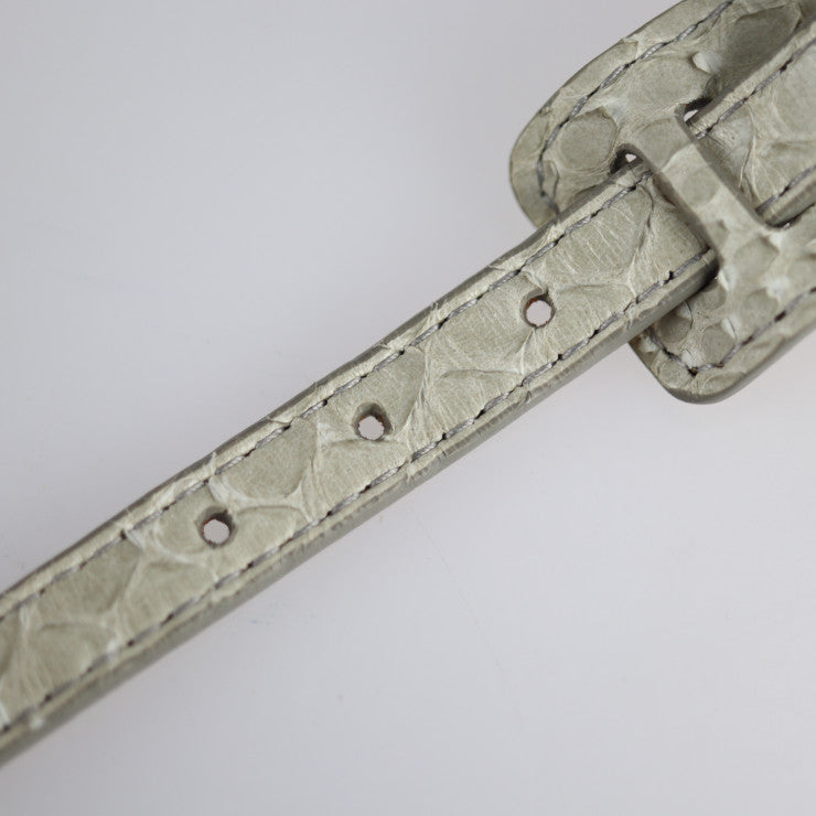 超美品 BALENCIAGA バレンシアガ ブレスレット 357324 パイソン レザー ライトグレー系 シルバー金具 ベルトモチーフ