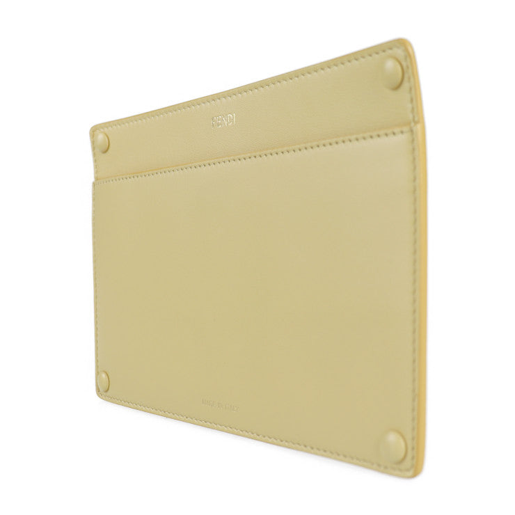 超美品 FENDI フェンディ ピーカブー ポケット ポーチ 7AR907 ナッパレザー SEMOLINO クリームイエロー系 ゴールド金具 ピーカブー用 アクセサリーポケット バッグインポーチ
