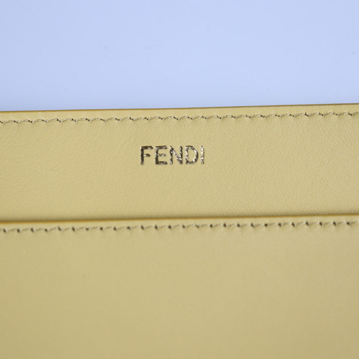 超美品 FENDI フェンディ ピーカブー ポケット ポーチ 7AR907 ナッパレザー SEMOLINO クリームイエロー系 ゴールド金具 ピーカブー用 アクセサリーポケット バッグインポーチ