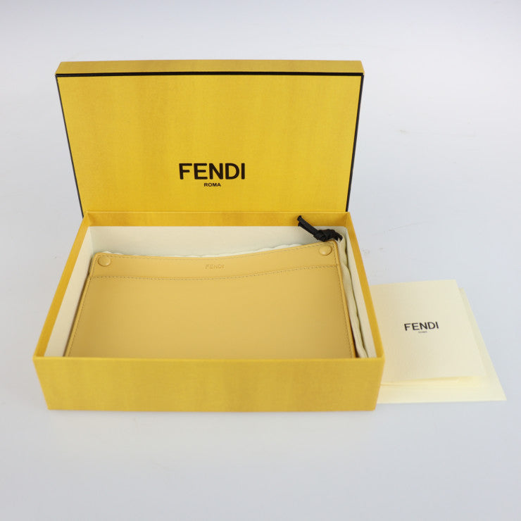超美品 FENDI フェンディ ピーカブー ポケット ポーチ 7AR907 ナッパレザー SEMOLINO クリームイエロー系 ゴールド金具 ピーカブー用 アクセサリーポケット バッグインポーチ